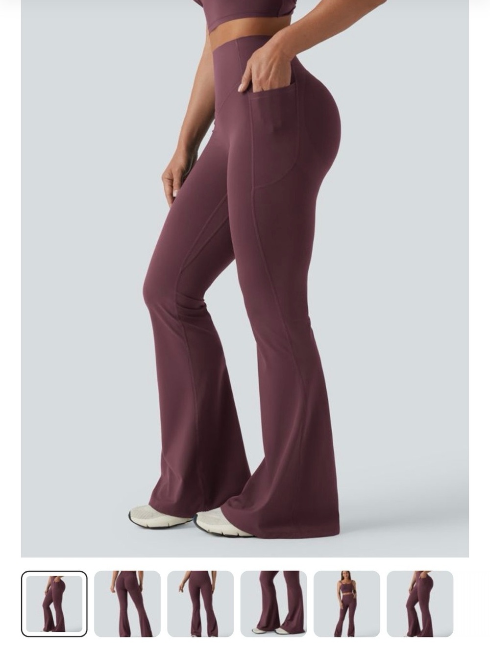 HALARA High-Rise Flare Pocket Yoga Pants - Plum